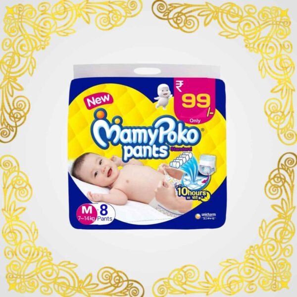 MamyPoko Pants Standard Baby Diapers, Medium (M), 8 Count, 7-12kg